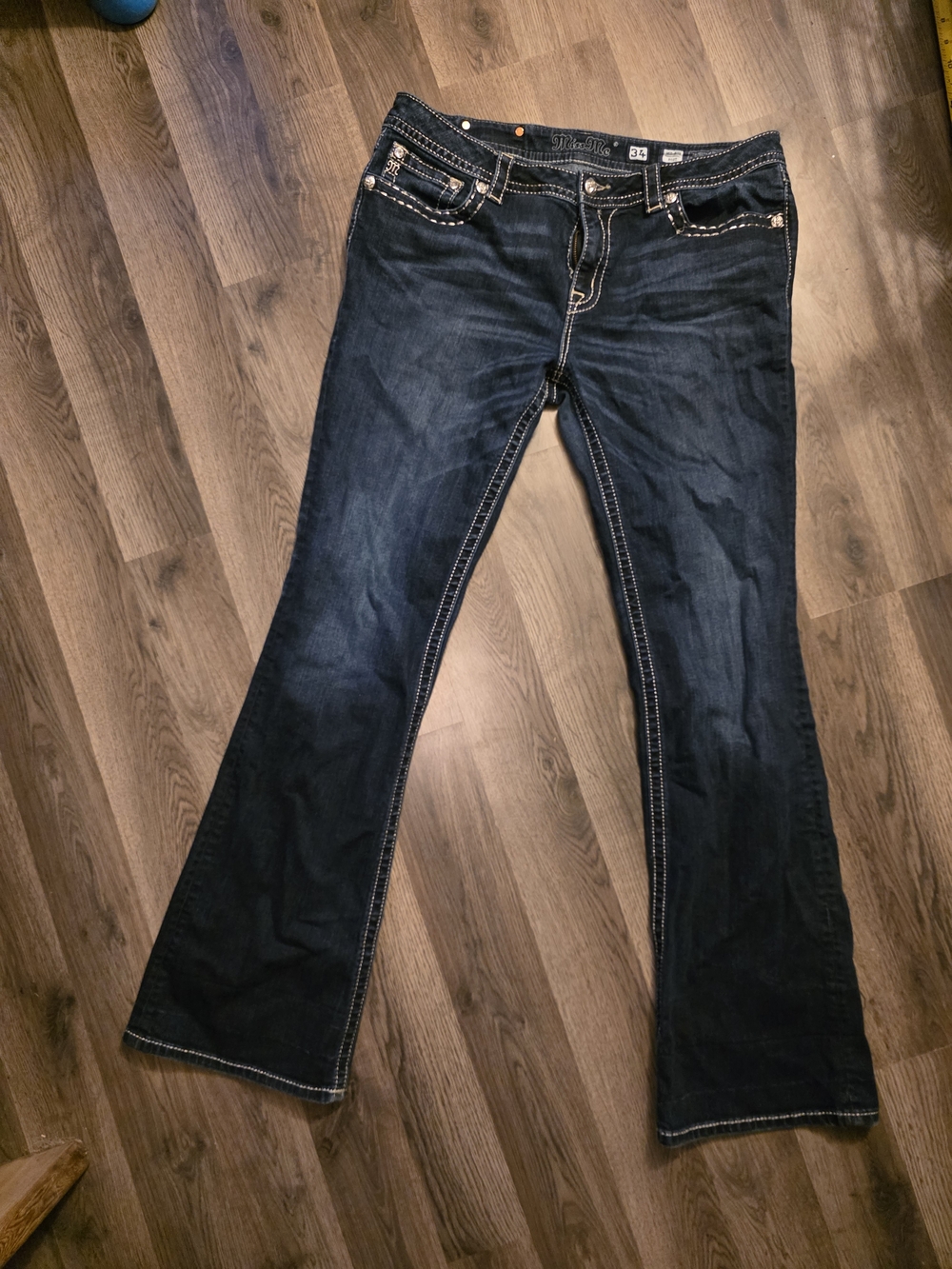 Miss Me Mid Rise Bootcut Jeans with Contrast Stitching